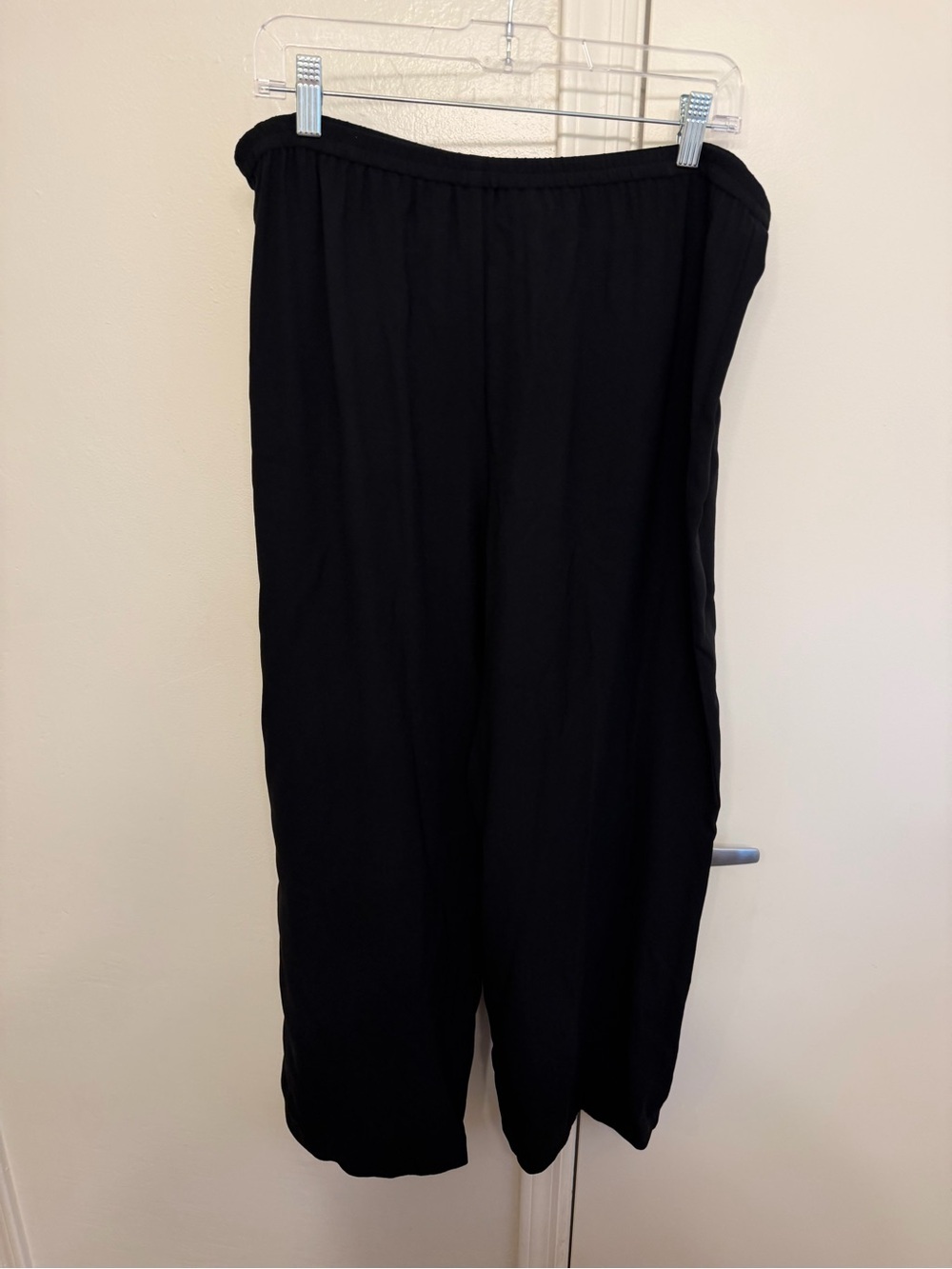 Eileen Fisher Petite Black Wide-Leg Elastic Waist Pants Size PL